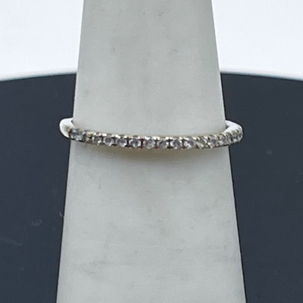 10K White Gold Lab Grown Diamond Half Eternity Band Ring Size Dainty 0.8g Sz